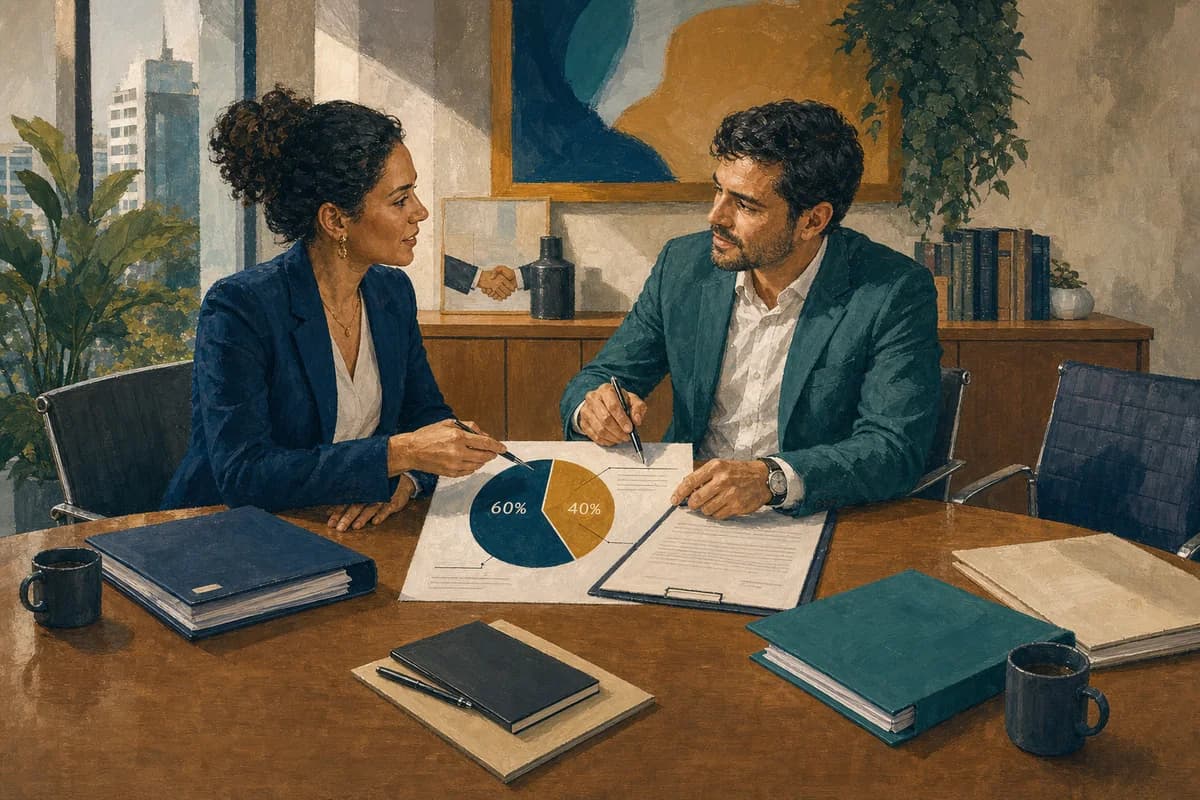 Ilustração do artigo: Parceria entre advogados porcentagem: guia prático 2026